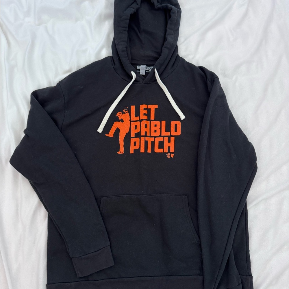 Black Hoodie Sweatshirt with Orange Graphic - Men Sweaters
